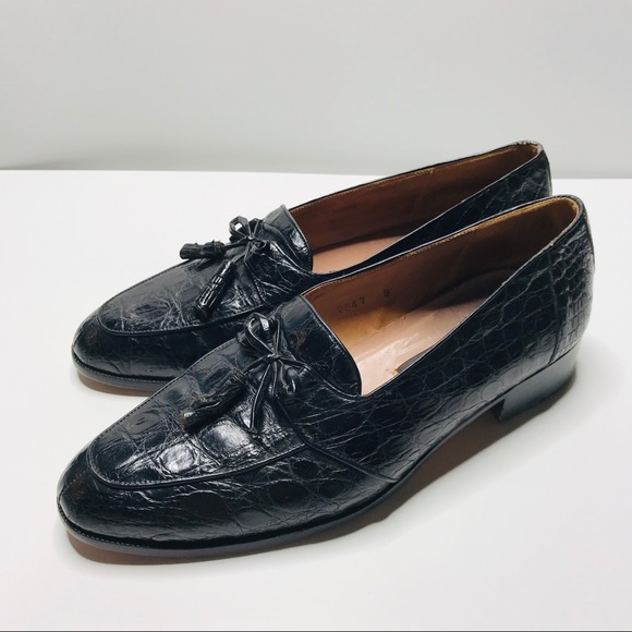 black alligator loafers